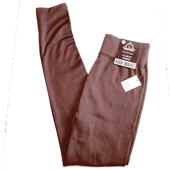 Cotton Candy Pants - 𝅺🔵 NWT Cotton Candy Brown High Waist Leggings With Fleece Lining 1X/2X